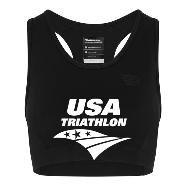 Women's Long Line Crop Bra - Solid Logo Thumbnail