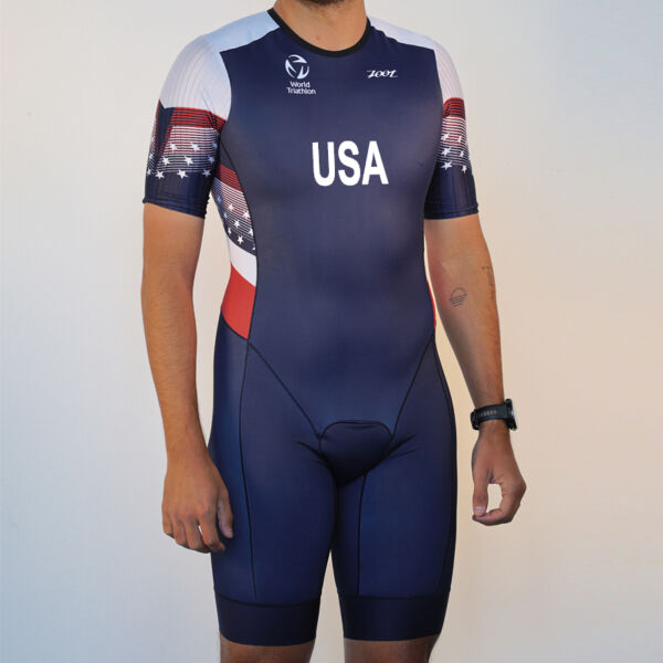 Men's Tri Sprint Backzip Sleeved USAT Racesuit Thumbnail