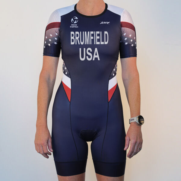 Women's Tri Sprint Backzip Sleeved USAT Racesuit Name Thumbnail