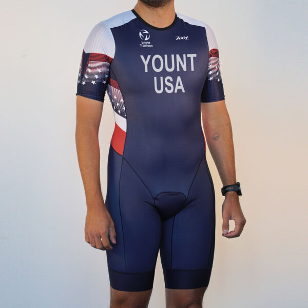 Men's Tri Sprint Backzip Sleeved USAT Racesuit Name Thumbnail